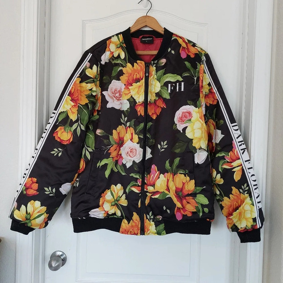 FRESHHOODS Venus Rose Blossom Bomber Jacket Size Large - Picture 1 of 11
